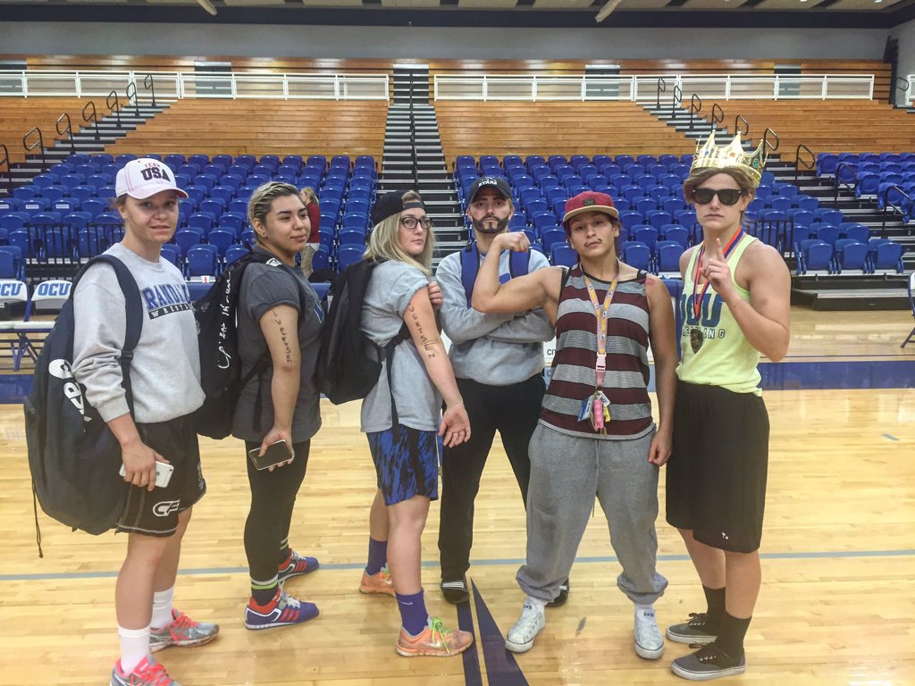 shelbyyyg93's tweet photo. Dressed up as our #2 ranked men's team tonight! Good wrestling tonight @RickyMcCarty #thechamp https://t.co/yVPaFQ4UXR