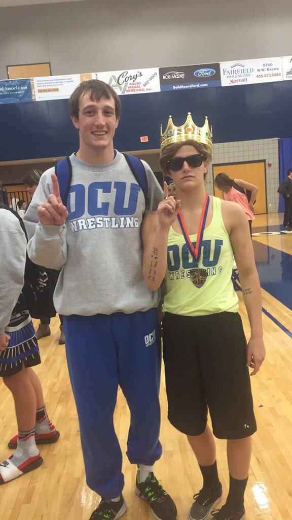 shelbyyyg93's tweet photo. Dressed up as our #2 ranked men's team tonight! Good wrestling tonight @RickyMcCarty #thechamp https://t.co/yVPaFQ4UXR