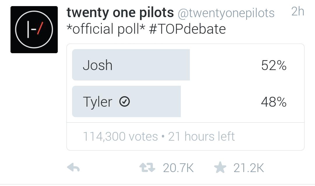 I'm going to hell for this #IVotedTyler #TOPdebate