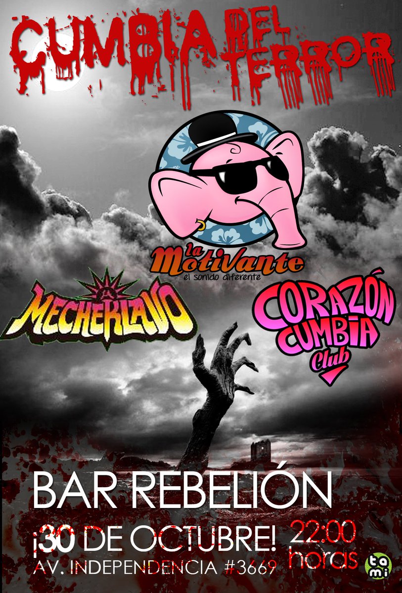 HOY <a href="/LaMotivante/">La Motivante</a>  + <a href="/Mecheklavo/">La Mecheklavo</a>  + <a href="/CorazonCumbia/">Corazón Cumbia Club</a> meten miedo en #LaCumbiaDelTerror !!