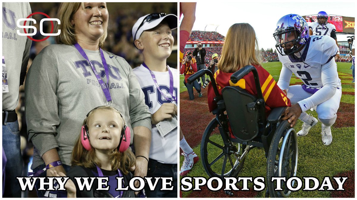 SportsCenter's tweet photo. TCU honored a young girl after Trevone Boykin met her at Iowa State. A TCU donor flew family out on private plane. https://t.co/AW0lgFG0cO