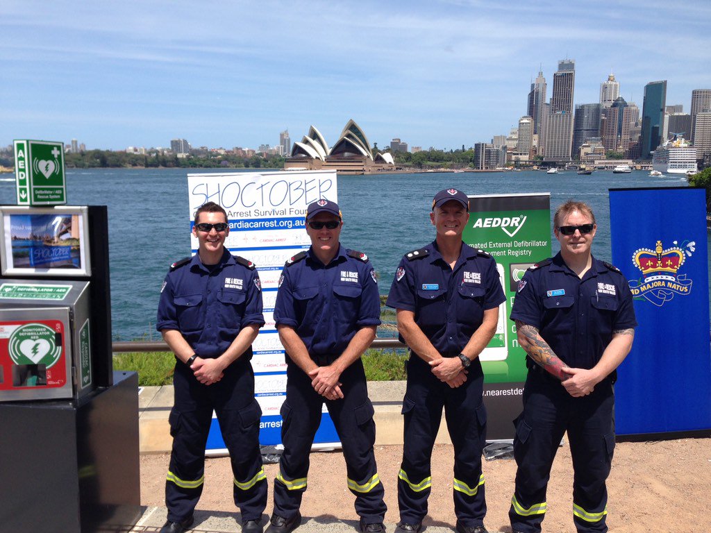 FRNSW's tweet photo. #FRNSW &amp; Commissioner Greg Mullins support @shoctober. Defibrillators save lives. Do you know how to use one? https://t.co/Rv2CKNRD0F
