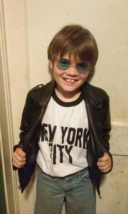 PunkPook's tweet photo. My son Stone 8 years old knows who's awesome.   Best costume ever.   #smilesfilm https://t.co/EYKRMy5mSE
