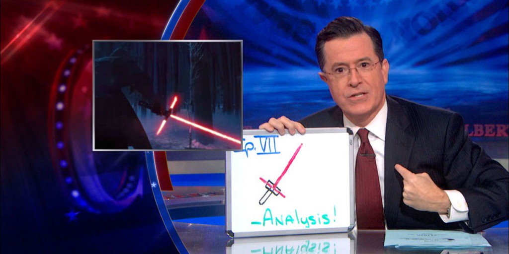 screenrant's tweet image. Stephen Colbert Predicts Star Wars 7 Plot - wp.me/pguxy-2Dyg