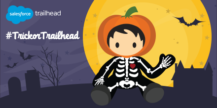 SalesforceDevs's tweet photo. Time to get into the Halloween spirit! Earn any badge this weekend for a limited edition #TrickorTrailhead badge https://t.co/vgZNCCuMjT