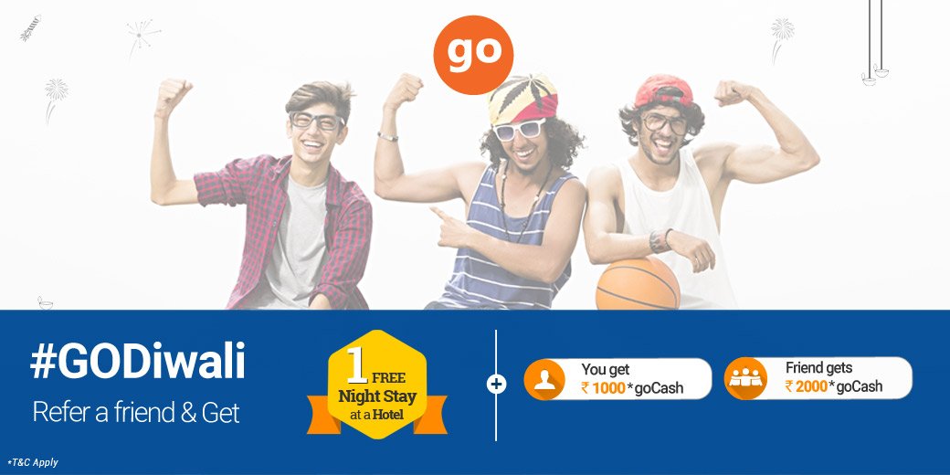 goibibo's tweet photo. #GoDiwali!
Refer a friend to #GoibiboApp & Get a #Free Hotel Night Stay for every referral. https://t.co/0KhXdnj3mI https://t.co/aYoLkhZSJF