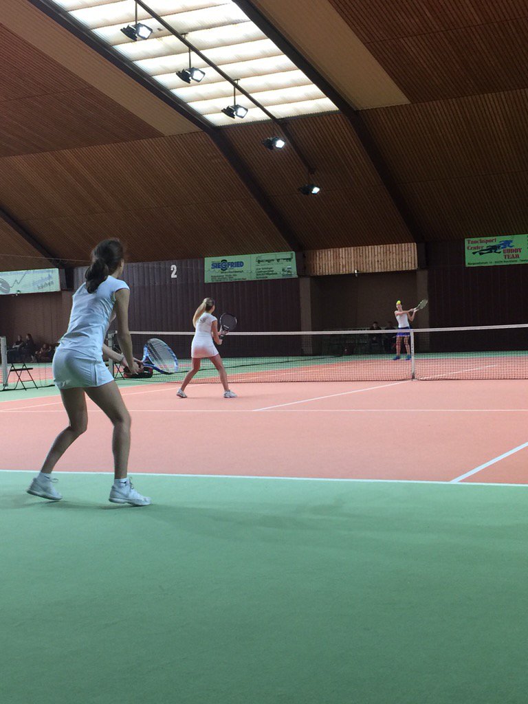 isbtennisteam's tweet photo. Our girls doubles @Ninaraymaekers2 @lhostish getting the job done on day 2! #europeans #isbraiders @isb_raiders https://t.co/7YQkdxwhaa