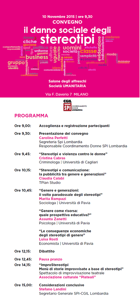AuserLombardia's tweet photo. il 10 novembre il Coordinamento Donne Spi Lombardia organizzerà il convegno "Il danno sociale degli stereotipi". https://t.co/cbmStADXae