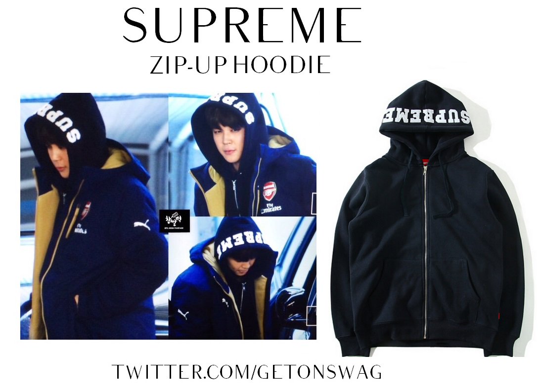 JIMIN #BTS 151030 #JIMIN SUPREME ZIP-UP HOODIE FW2015, AROUND 300