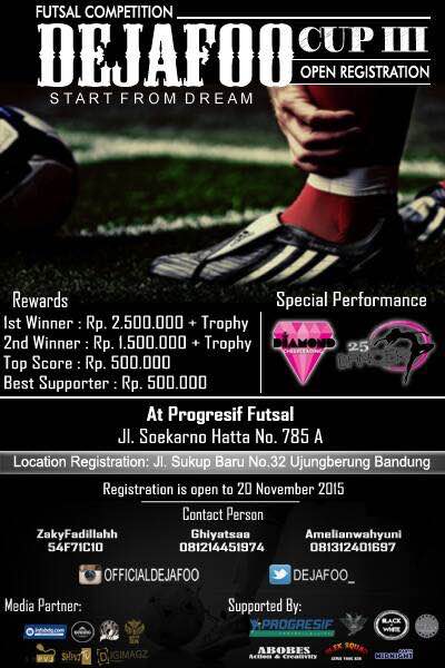 Futsal Competition Dejafoo Cup III by @dejafoo_: Progresif Futsal, Jl. Soekarno Hatta No.... gigastic.com/id/futsal-comp…