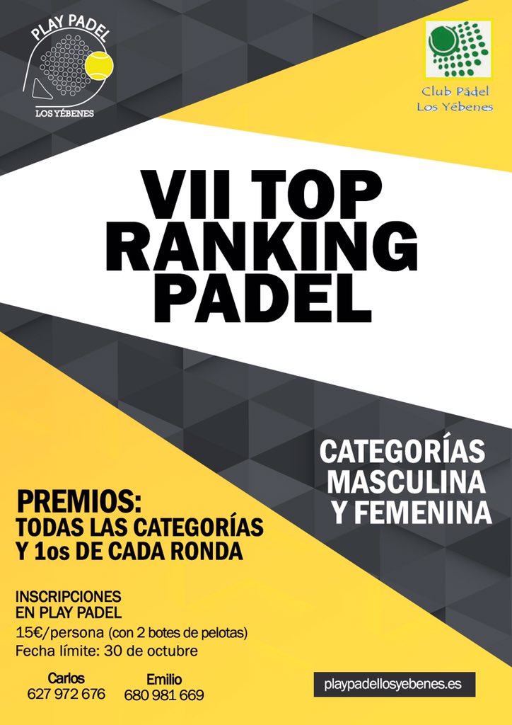 PlayPadelYeb's tweet photo. Ultimo dia para apuntarte a la Liga de Invierno de Padel!! No te quedes fuera!!! https://t.co/LyftiuOkyg