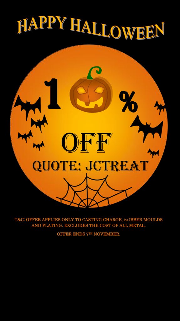 We want to treat all our wonderful customers this Halloween with 10% off! Quote #jctreat