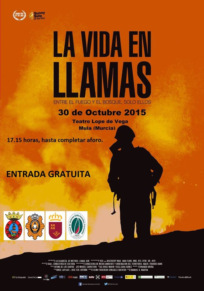 Esta tarde a las 17:15 horas proyección del documental #Lavidaenllamas en el Teatro Lope de Vega de #Mula #Murcia