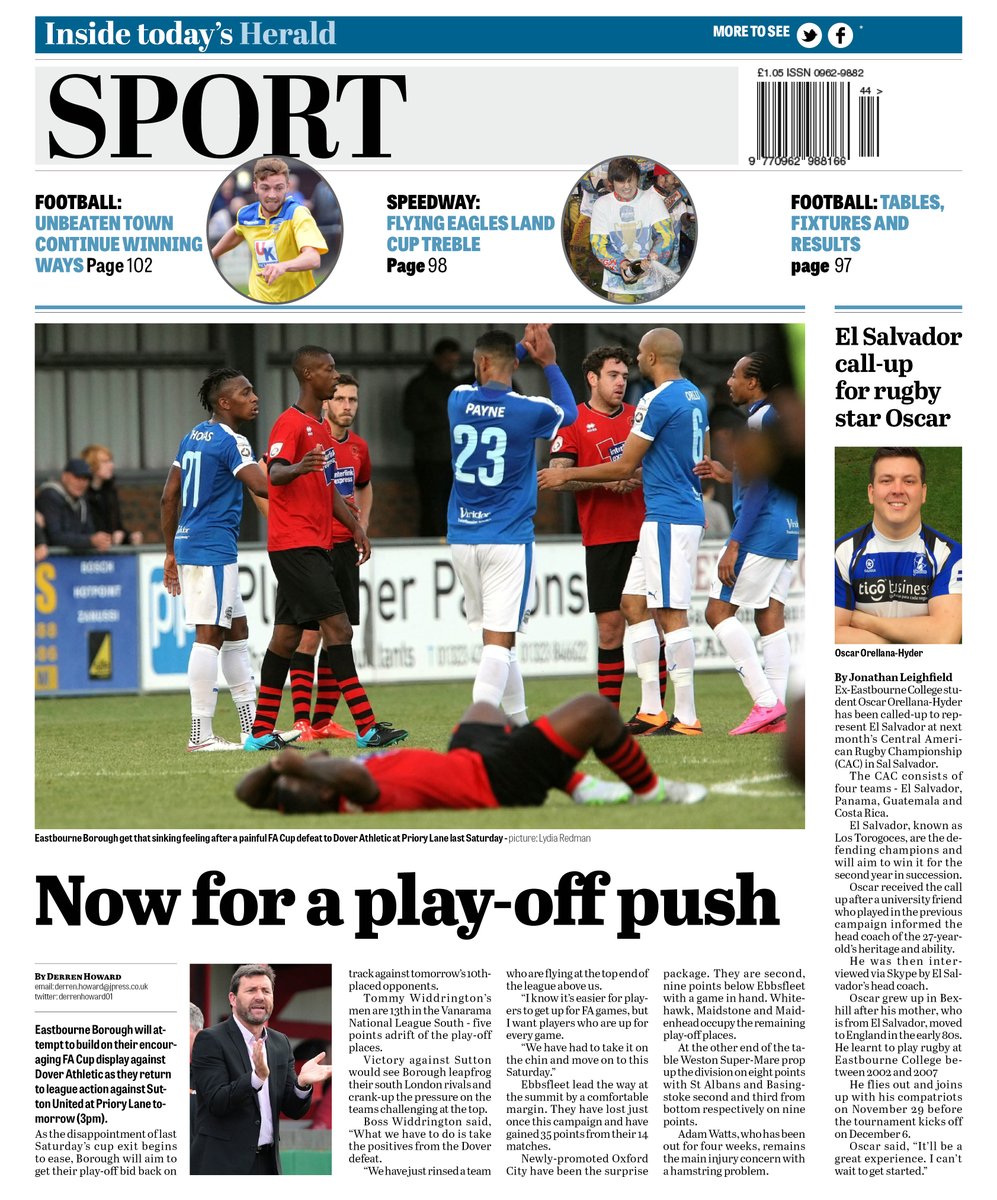 SportSussex's tweet photo. Plenty of sport in this week's @Eastbournenews including back page with @UpTheSports's boss @TommyWidd https://t.co/s0aqFLNSjR