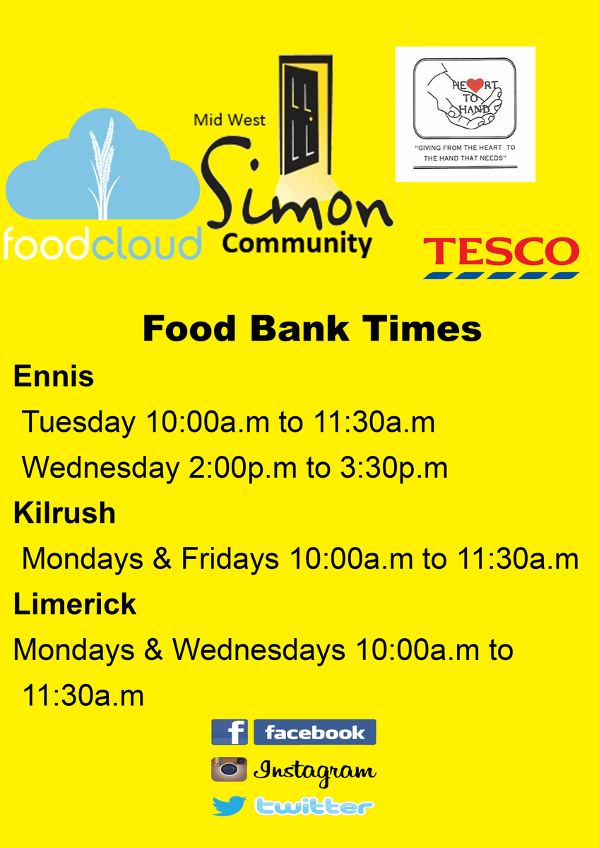 midwestsimon's tweet photo. #Kilrush Food Bank in Place de Plouzane is on this morning, 10-11.30am with @Foodcloudire, #HearttoHand &amp; @TescoIrl https://t.co/yzF2pBg7Zr