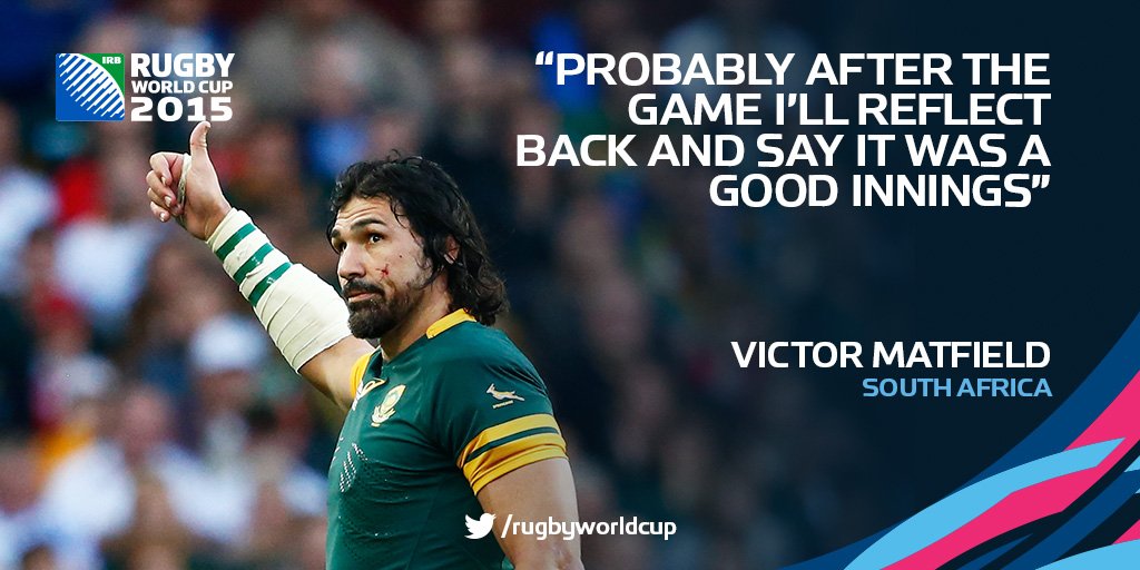 rugbyworldcup's tweet photo. A CAPTAIN'S KNOCK Victor Matfield will captain #RSA in Friday's Bronze Final as a second test retirement looms https://t.co/ujxXudN4ZB