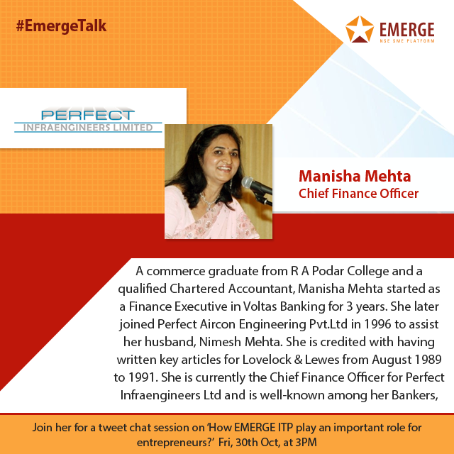 NSE_EmergeITP's tweet photo. @manishaperfect1 is live with us on the new edition of #EmergeTalk. Start tweeting your queries to her right away. https://t.co/IGnGydgUnQ