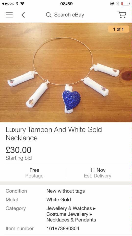 When u think you seeing it all: Luxury Tampon And White Gold Necklance ebay.co.uk/itm/1618738803…
#tampontax