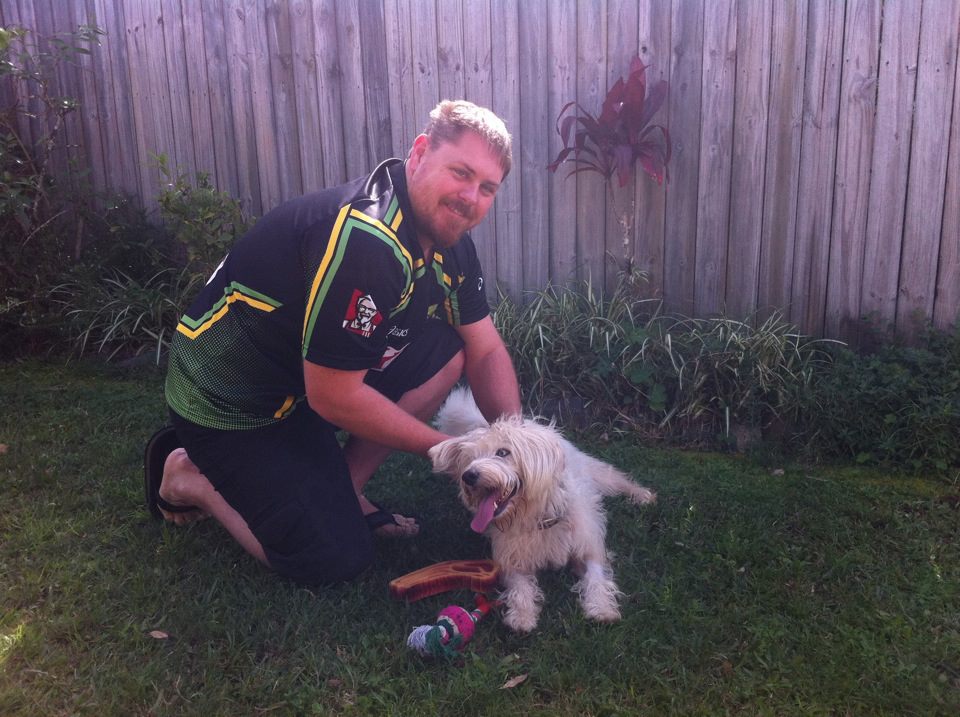 TheStonehelm's tweet photo. @collectsideshow This was me with Mardee a dog we fostered from the Animal Shelter. Such a sweetheart #SideshowHeart https://t.co/G6wQ0xYhWc