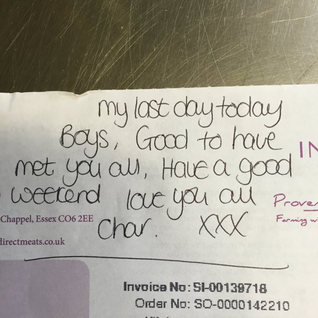 markythe3rd's tweet photo. Going to miss our love notes from @dinkydq #bestdeliverydriver @Directmeats @MichaelBrewer10 π https://t.co/2UcYK5omY1