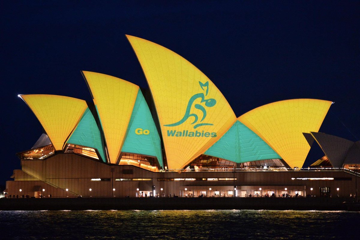 sydney_sider's tweet photo. Everyone’s wearing green &amp; gold this weekend to support the @Wallabies – even our icons! #RWCFinal #ilovesydney https://t.co/jMeh6W7L2E