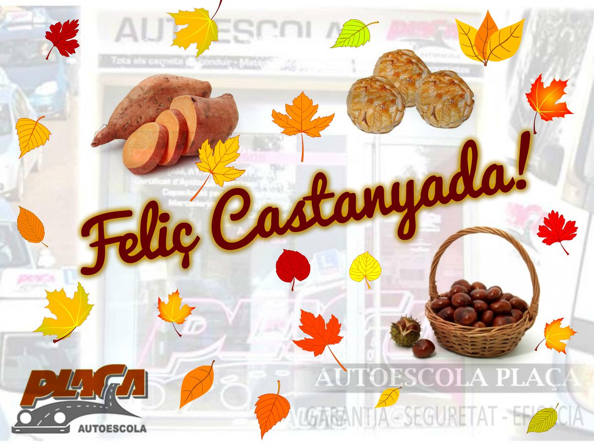 AUTOESCOLAPLAA's tweet photo. Autoescola Plaça us desitja una feliç castanyada!🍁🌰🍁
#castanyada #castanyes #panellets #boniato #tardor #instasize https://t.co/1tLPTgvZ4j