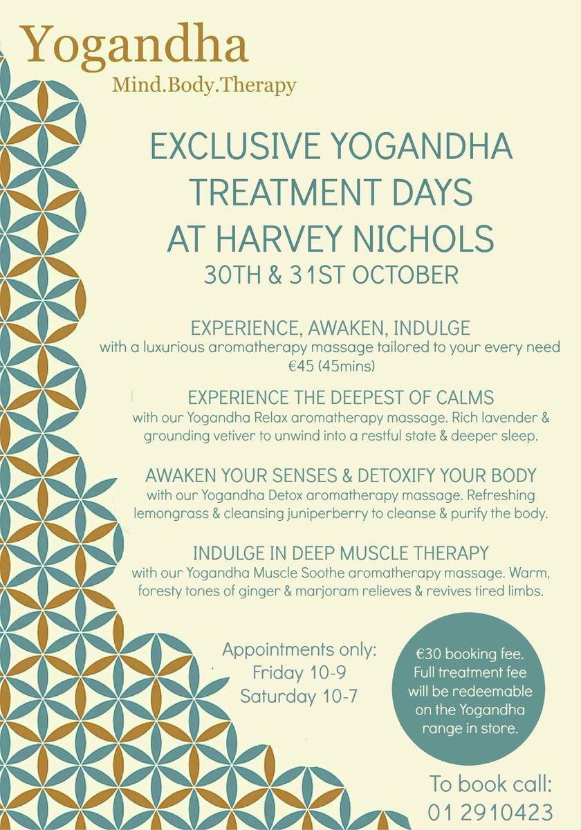 Ease yourself into the weekend with a <a href="/yogandhaOils/">yogandha</a> aromatherapy massage available instore today and tomorrow