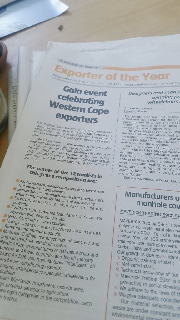 Spotted! <a href="/Indigi_Designs/">Indigi Designs</a> for #Exporteroftheyear <a href="/Cape_Chamber/">Chamber of Commerce</a>!