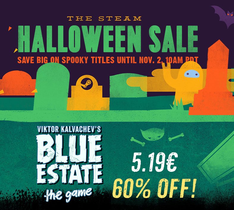 BlueEstateGame's tweet image. No trick. Just treat yourself...with 60% off on Blue Estate on #Steam Halloween Sale!
store.steampowered.com/app/305380/