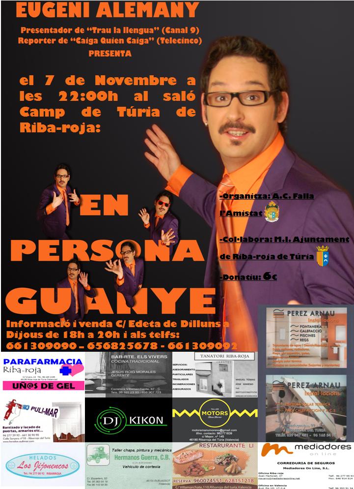 FallaAmistat's tweet photo. A una setmana del monòleg d'@EugeniAlemany L'esdeveniment de l'any a Riba-roja. Que no t'ho conten! #EnPersonaGuanye https://t.co/fitWb1lROn