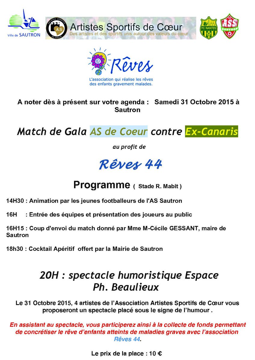 LigueFootLFPL's tweet photo. #Caritatif : l'association des Ex-Canaris vous donnent rendez-vous à #Sautron ce samedi après-midi (16h00) #FCNantes https://t.co/kHNxRFnZak