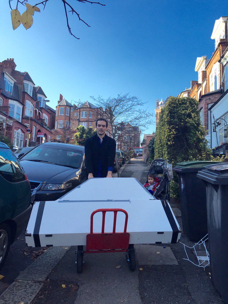 KLAVIK0N's tweet photo. Moving the piano into car for the 
Performance at Barbican centre Saturday 22:00 https://t.co/dWaI54J4eQ