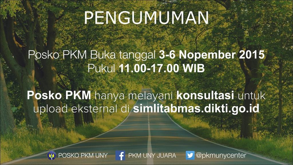 pkmunycenter's tweet photo. Perpanjangan upload DIKTI hingga 6 November 2015. Semangat pejuang PKM UNY. Segeralah upload jgn tunggu deadline! https://t.co/GkFyXB0NwX