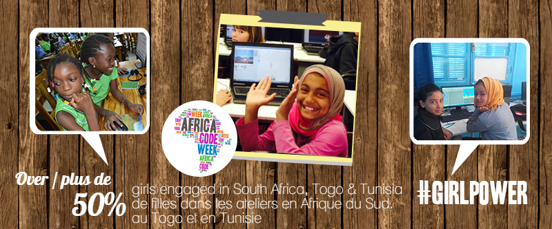 #GirlPower South Africa, Togo &amp; Tunisia: over 50% girls in #AfricaCodeWeek workshops! goo.gl/sKwxNB