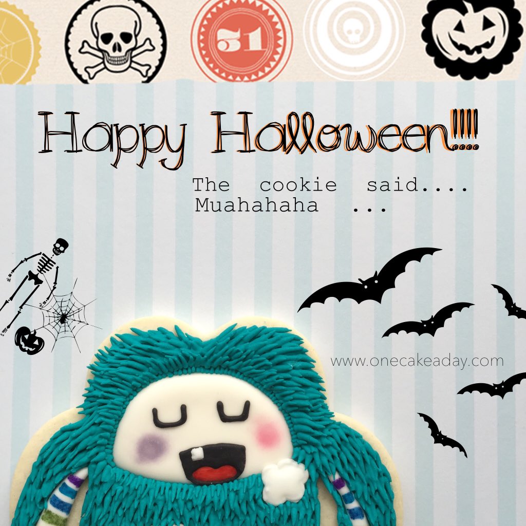 OneCakeaDay's tweet photo. Happy Halloween!!!-The cookie said...
-Muahahahaha.. #cookieart #sugarart @cakecentral @wilton #cookiecon
#halloween https://t.co/EcqSI7yJqb