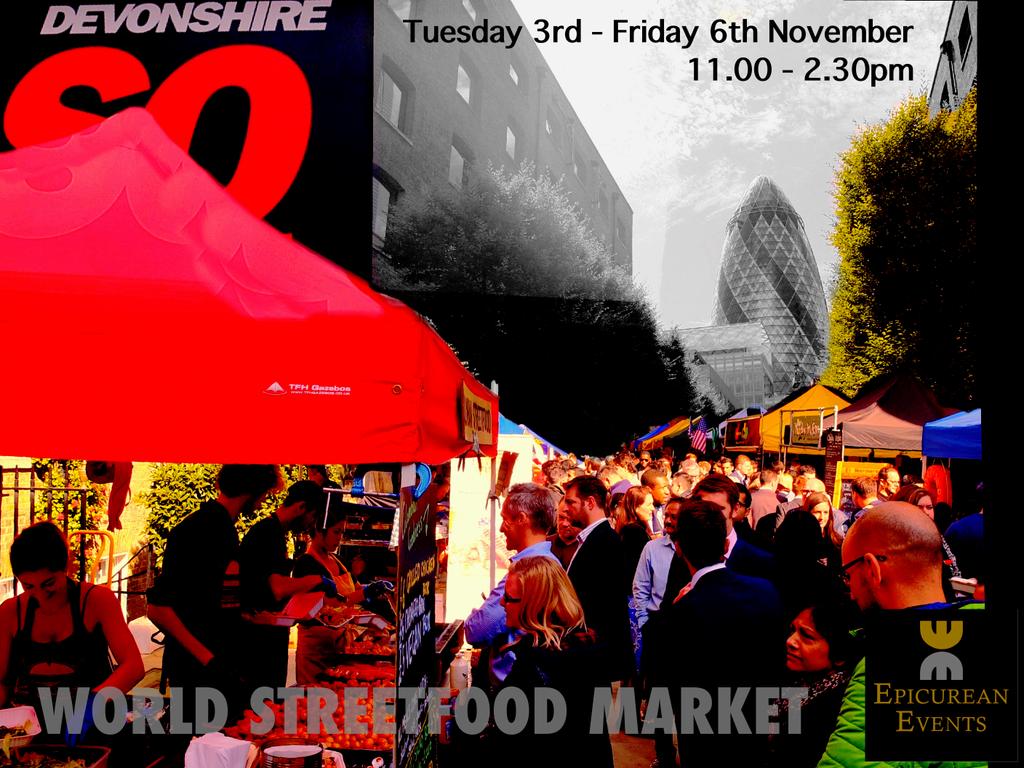 EpicureanEvent's tweet photo. Has it comes around again so soon? Our Streetfood Market comes to @DevonshireSq next week yay!!! #LiverpoolStreet https://t.co/rFK1nQ7p59