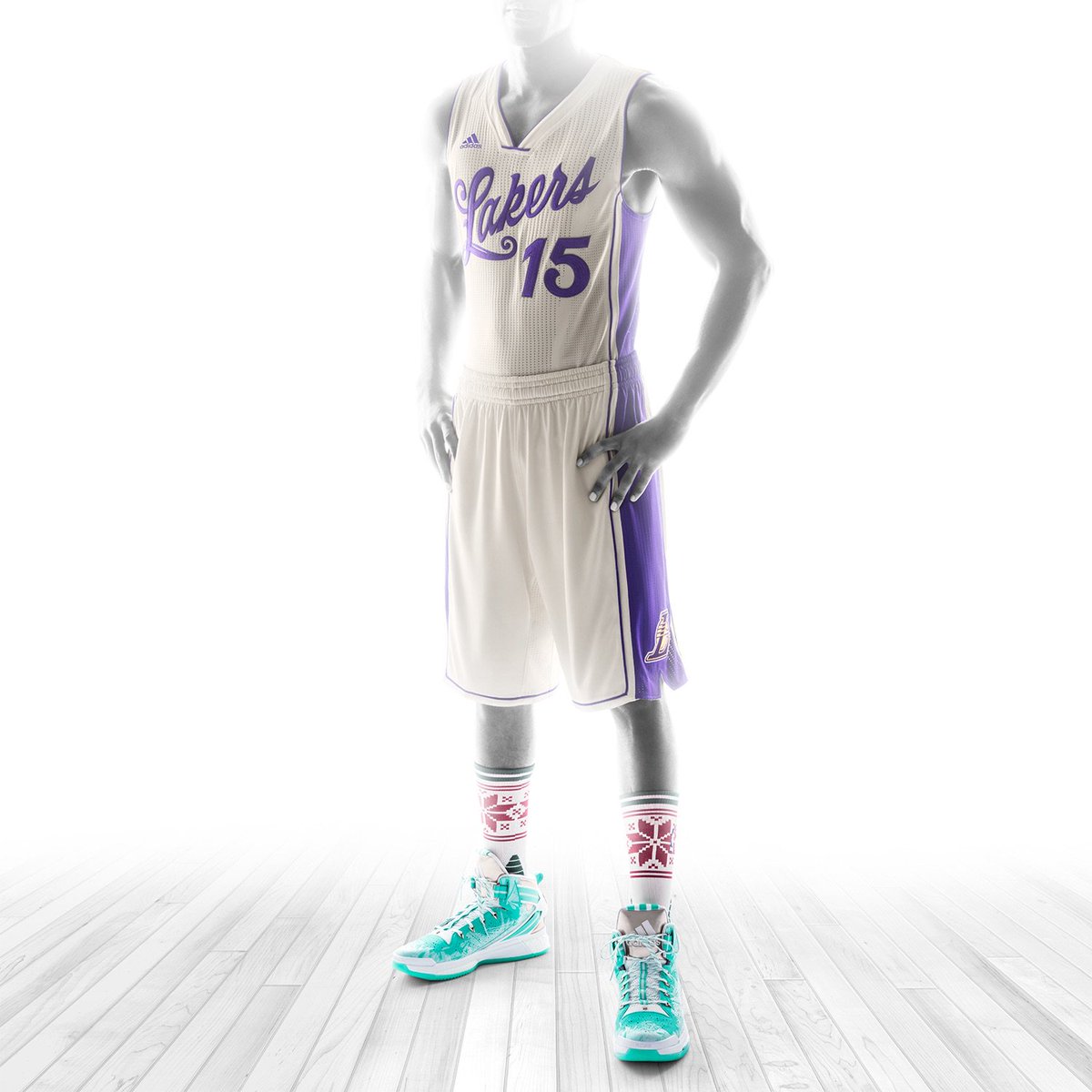 Lakers's tweet photo. First look at this year's #NBAXmas unis 🔥❄️ https://t.co/SzXQtAoHgm