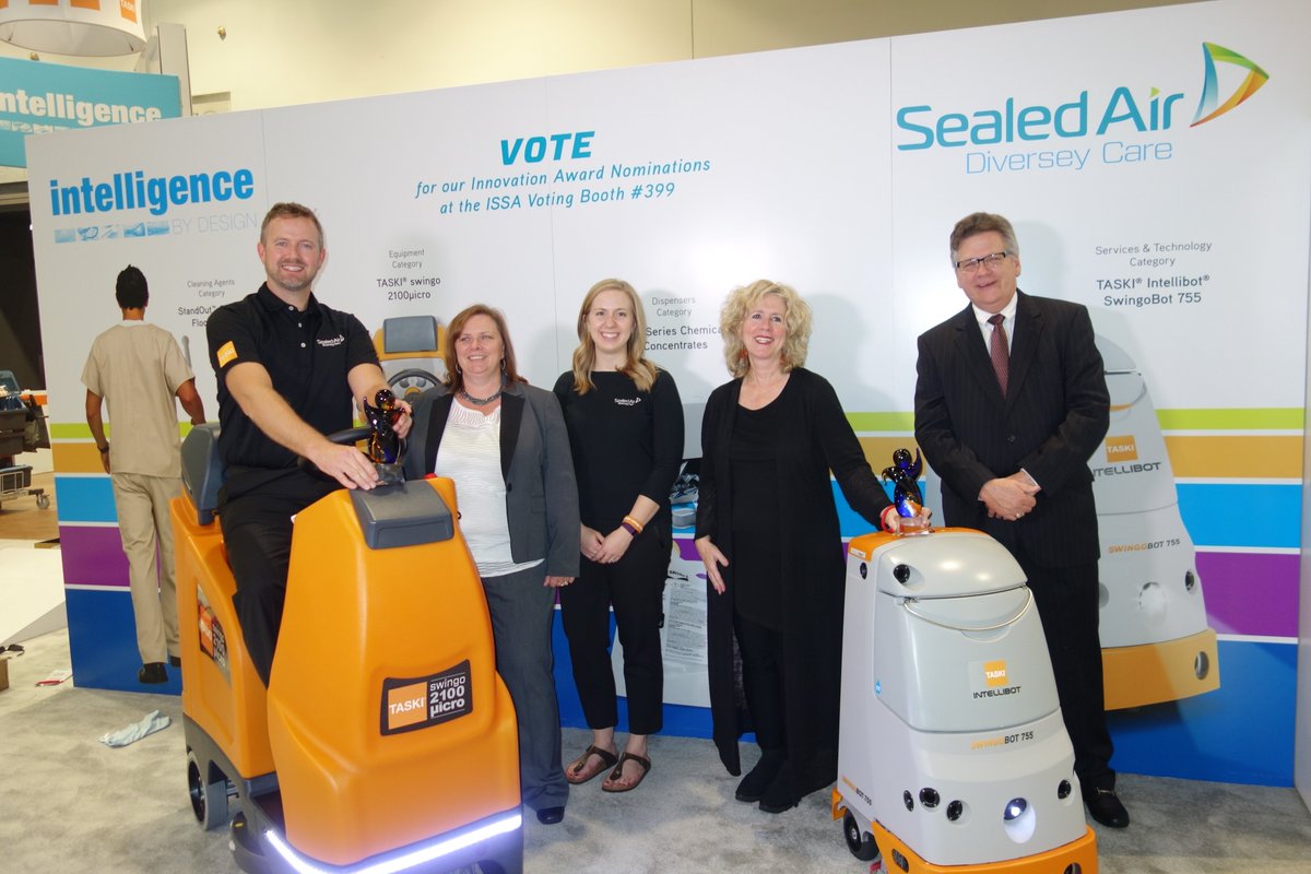 IntellibotRobot's tweet photo. ICYMI: SWINGOBOT 755 cleans up at #ISSA2015, winning an Innovation Award for the Services and Technology category! https://t.co/TZsHdknUBu