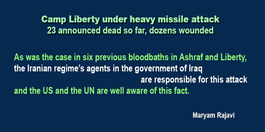 IACNorCal's tweet photo. .@Maryam_Rajavi: Attack on #CampLiberty #Iran https://t.co/PdvmH5t6oq #IranFreedom