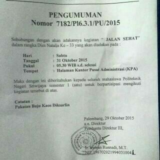 Ini info buat jalan sehat besok yaa😄