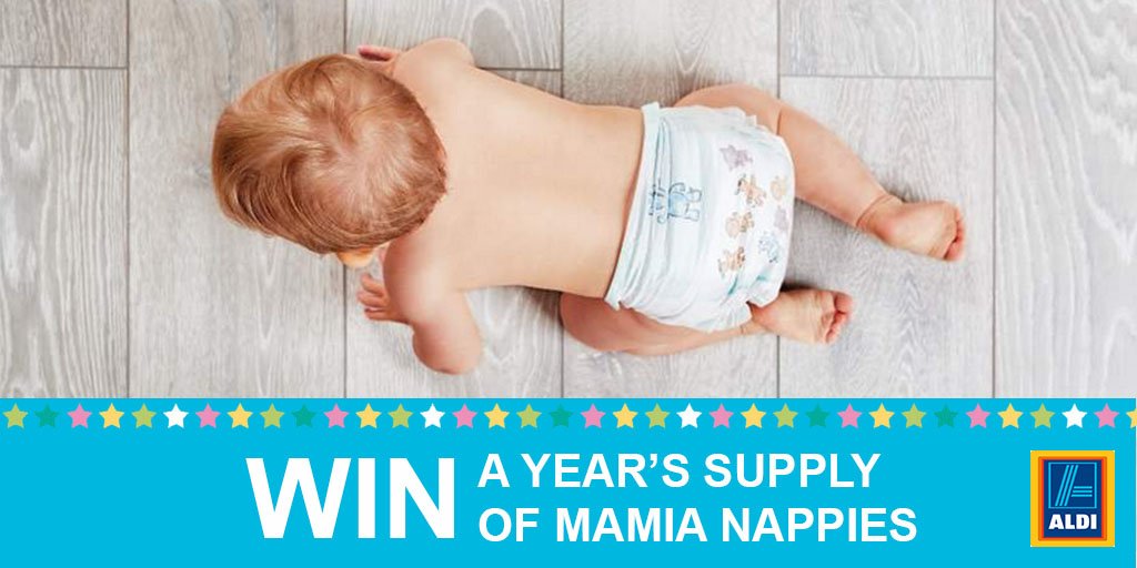 AldiUK's tweet photo. Up doing the night feed? RT &amp; FAV for a chance to #WIN and celebrate being named no.1 own label nappy brand with us! https://t.co/72Bs29EigL