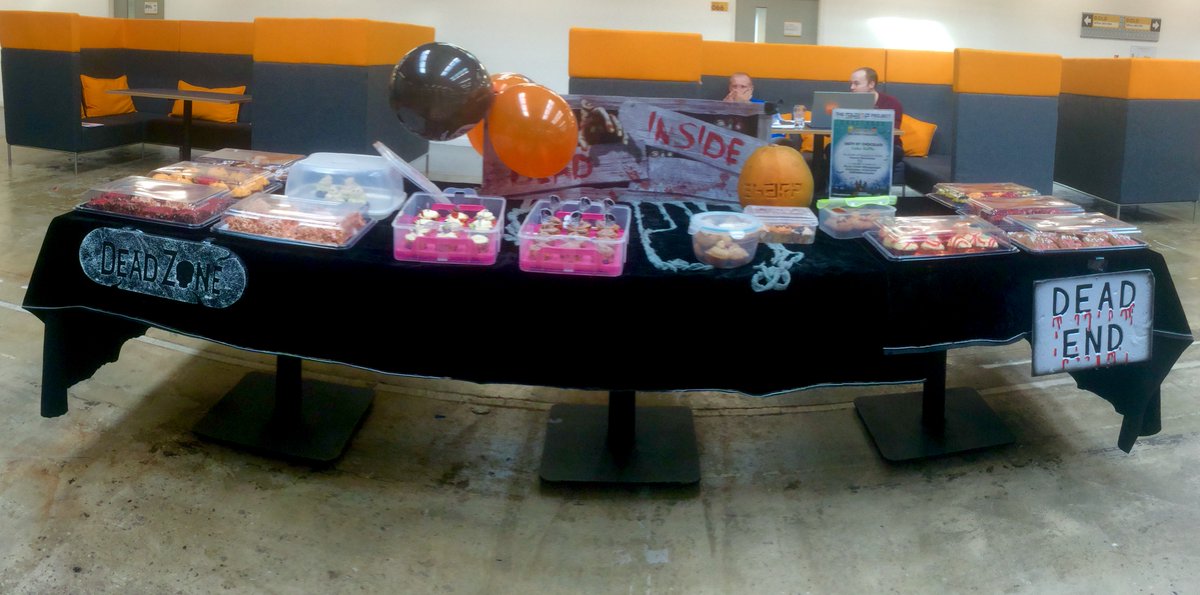 sharpproject's tweet photo. . @SharpFutures have set up the #Caketober #cakecomp table in The Campus - awaiting the @4EVERManchester judges... https://t.co/vLNwKcahnj