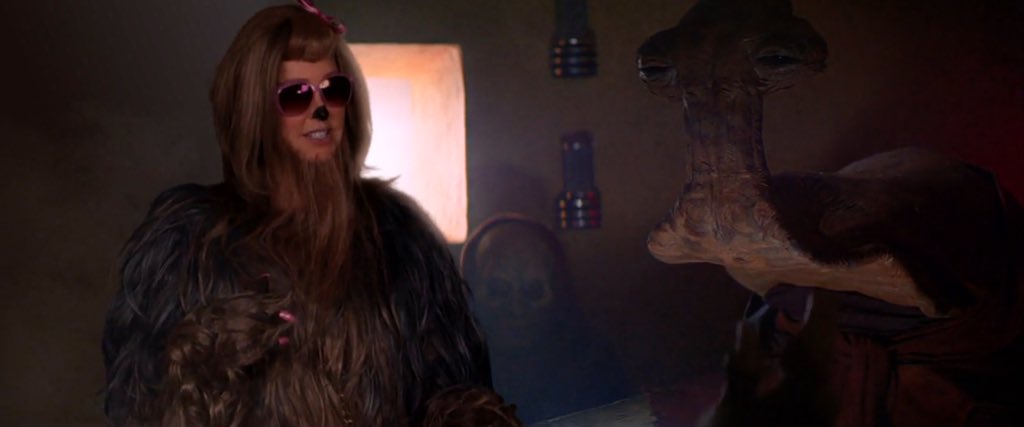 GMA's tweet photo. Star Wars: The Lost Episode
@arobach as Yoda
@Ginger_Zee as Rey &amp; Leia
@LaraSpencer as Mrs. Chewbacca
#GMAHalloween https://t.co/hCl1uj0x4S