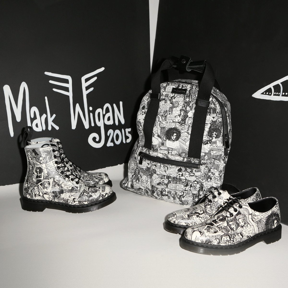 Dr Martens Mark Wigan Party People Print 8 Hole Size 5 and
