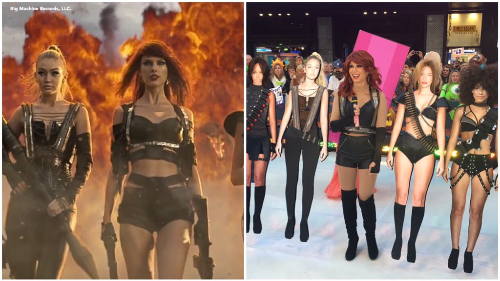 GMA's tweet photo. It's @taylorswift13 time as @arobach does #BadBlood! #GMAHalloween https://t.co/Gl0c0p5CvJ