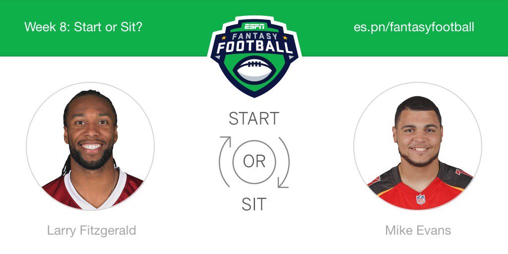 Robin_Darr's tweet photo. Who should I start this week? Larry Fitzgerald or Mike Evans! @ESPNFantasy #FantasyFootball https://t.co/W8uGrCNFaN
