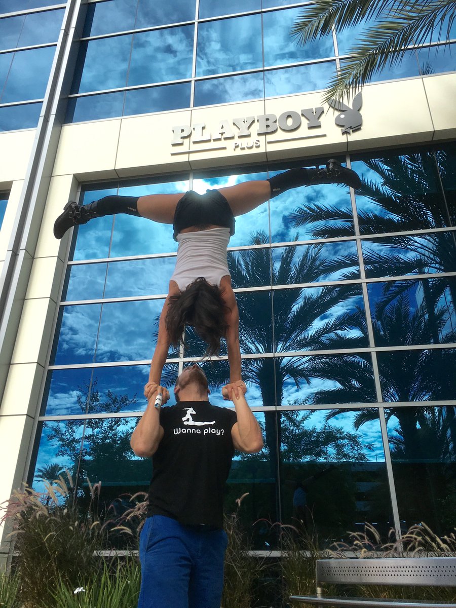 AskMiyoko's tweet photo. Acro and @PlayboyRadio #HowDidWeEndUpHere @InvertedPlay https://t.co/VSwc89ab4I https://t.co/NBzRbypEGS