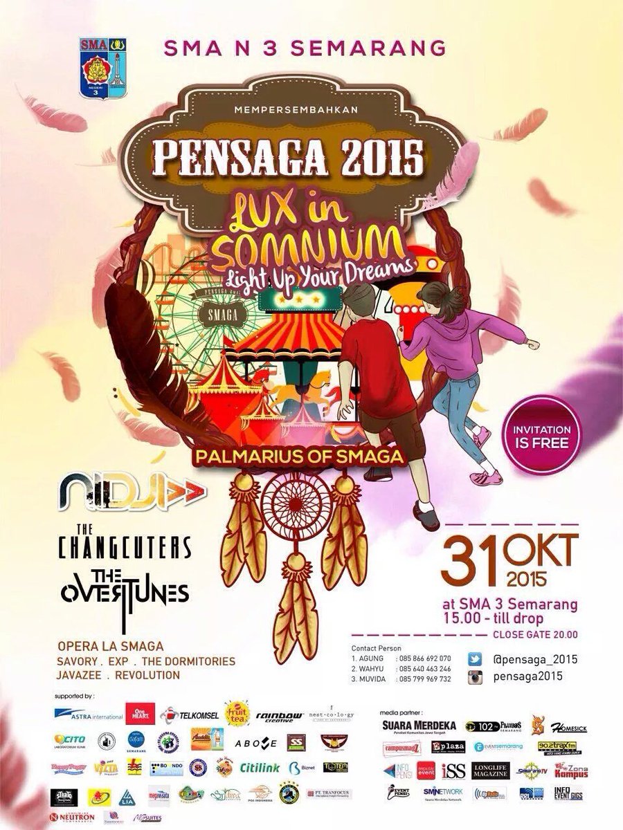 #jadwalNIDJI Sabtu, 31 Oktober - @pensaga_2015 : LUX IN SOMNIUM - at SMAN 3 SEMARANG - opengate 15.00 wib