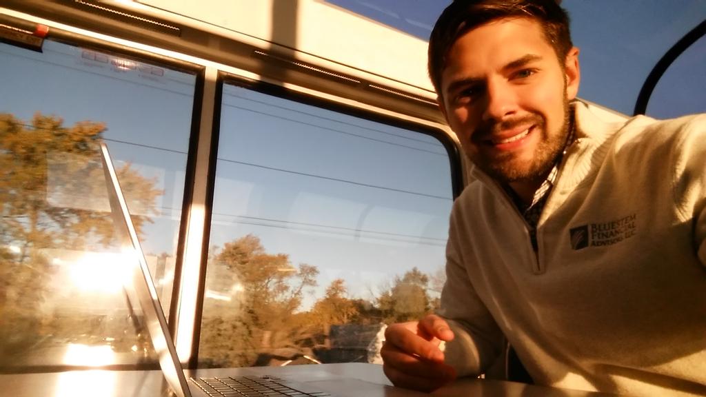 jakekuebler's tweet photo. Productive morning on @Amtrak heading to @ACESIllinois Financial Planning Day https://t.co/Y7CEoFSsn1