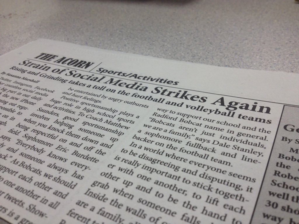 RHSacorn's tweet photo. Check out what social media has to do with sports when the Acorn comes out today during lunch! https://t.co/GH9Ga0C3mA